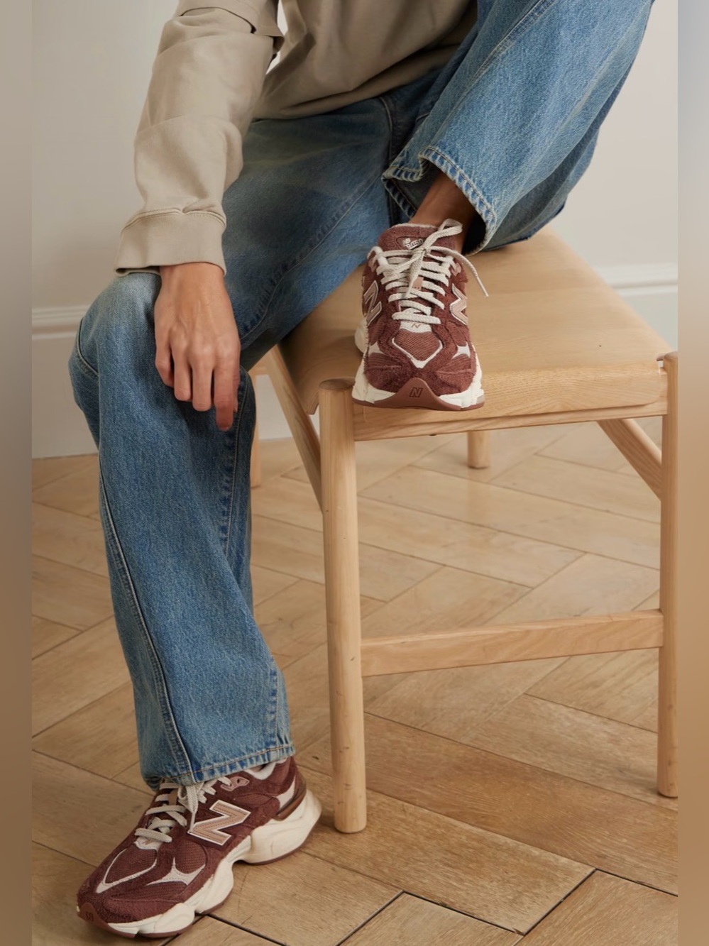 New Balance Brown and Cream Sneakers